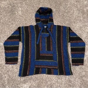 Artesanias Mexican Rasta Hippie Hoodie Size M Made In Mexico Multicolored Stripe